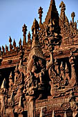 Myanmar - Mandalay, Shwe In Bin Kyaung a wonderful example of the Burmese unique teak architecture and wood-carving art. 